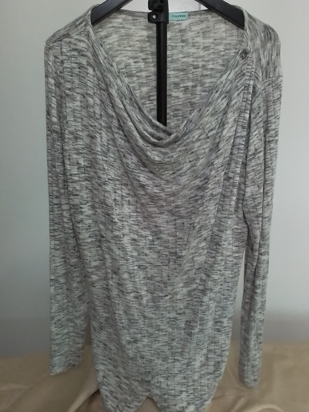 Maurices Heathered Gray Cowl Neck Long Sleeve Top